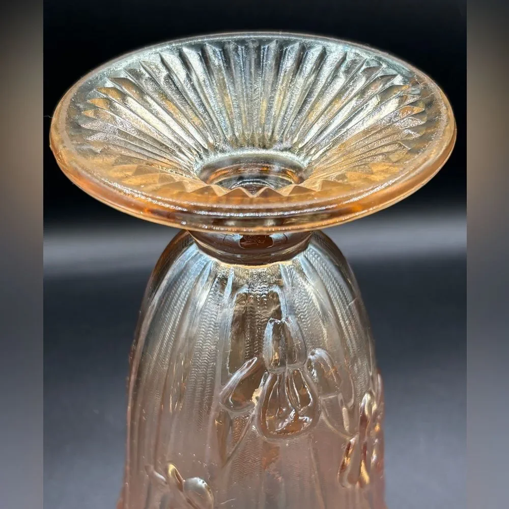 Carnival Glass Footed Vase JEANETTE 9